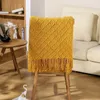 Filtestetik nordisk rutig stickad kasttr￥d p￥ s￤ngen soffa rese -tv -tupplur mjuk handduk tapestry 221203