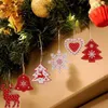 Christmas Decorations 12pcs Year Natural Wood Tree Ornament DIY Wooden Hanging Pendants Santa Claus Snowman Gift Decorztion For Home