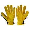 Hand protection Garden stab and cut resistant breathable palm cowhide back elastic cloth grass and wood trim comfortable gloves