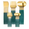 Zestawy naczyń obiadowych 30pc Upscale Gold Contact Set Silverware Flatware ze stali nierdzewnej Widelec Nóż łyżka łyżka