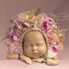 Gorras Sombreros Vintage nacido Floral Bonnet Baby girl Hat Para Pography Knitted Garden Flower Po Shoot Props 221203