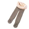 Leggings Tights Winter Girls Pantyhose Plus Velvet Padded Feet Composite Twist For Kids 30 Degree 221203