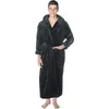 home clothing Loose Plus Size Bathrobe Winter Men Solid Color Extend Long Hooded Flannel Robe Male Thicken Dressing Gown Albornoces 221202