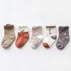 5 paires de chaussettes bébé nouveau-né bébé garçon chaussettes enfants pur coton Animal Design chaussettes douces pour enfants