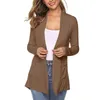 Women's Knits Autumn Cardigan Female Solid Ladies Long Sleeve Casual With Pocket Spring Cardigans Outwear