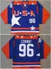 Hockey Jersey Movie USA Ice Retro 96 Charlie Conway 21 Dean Portman 44 Fulton Reed Vintage Classic All Stitched Blue Color Sport