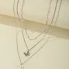 Fashion Shiny Multilayered Butterfly Necklace Exquisite Double Layer Clavicle Chain Halsbandsmycken för kvinnor