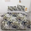 Ensembles de literie Ensemble de style nordique Gris Feuilles blanches Couverture de couette Couverture Twin Queen King Size 220x240cm Linge de lit pour cadeau moderne 221206