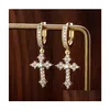 Dangle Chandelier Cross Earrings Dangle For Women Iced Out Cubic Zirconia Jewelry Hip Hop Simple Fashion Diamond Earring Party Gif Dh2Db