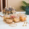 Storage Bottles Nordic Dried Fruit Plate Snack Dish Clear Round Grid Tray Iron Box With Lid Dessert Display