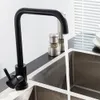 Kitchen Faucets stainless steel Matte Deck Sinks High Arch 360 Degree Swivel Cold Mixer Water Tap 221203