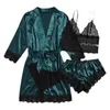 홈 의류 속옷 숙녀 실크 레이스 로브 드레스 베이비달 가운 세트 나이트 드레스 잠옷 세트 편안한 여자 나이트웨어 #4 221202