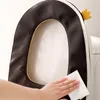 Toilet Seat Covers Winter Warm Flannel Cover Mat Soft Washable Pad Cushion With Handle Bathroom Closestool Warmer Accessories