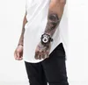 Heren t shirts zomerheren verlengd korte mouw hiphop t-shirt patchwork gym kleding fitness shirt heren bodybuilding spiersporten t-shirt