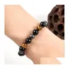 Perlen 8mm 10 mm Tiger Augen Perlen Strang Armbänder natürliche schwarze Steinperlen Paar Schmuck für Männer Frauen Mode Jewelly Drop Dhk6a