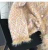 Dames v-neck kleurrijk gebreide mohair wol sweater met eenmalige borsten tapse vestje