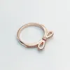 حلقة القوس الكلاسيكية الفضية الأصيلة مع مربع أصلي لـ Pandora 18K Rose Gold Fashion Party Jewelry for Women CZ Diamond Girlfriend Rings Set