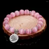 Link Bracelets Pink Opal 10MM Beads Yoga Tree Of Life Mala Strand Bracelet Fashion Natural Stone Energy Jewelry For Women Gift