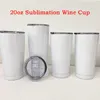 Tasses à café par Sublimation de 20oz, avec couvercles scellés, gobelets de voiture de voyage, tasse à vin sous vide en acier inoxydable pour l'extérieur, 1 pièce