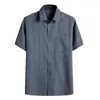 M￤ns avslappnade skjortor m￤n kort￤rmad t-shirt randig enkelbr￶st m￤ns sommarknapp skjorta l￶st passande polo f￶r daglig slitage