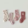 Kids Socks Children Simple Geometric Lines Kid Boy Fashion Plaid Cotton Sports Sweet Baby Girl Cute Bear Rabbit Stocking 221203