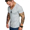 Camiseta de fitness de camisetas de fitness de fitness decote em vshirt de decote curto esportivo esportivo de camiseta slim slim camise
