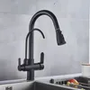 Keukenkranen goud blackchrome kithcen gezuiverde kraan uit trek waterfilter kraan 23 wegen torneira koude mixer gootsteen kraandrank 221203