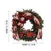 Decoratieve bloemen Rode Truck Retro Kerstkrans Bow met Kerstmis Welkom Sign Feestelijk en Berry Front Door Navidad #40