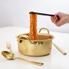 Zupa garnki koreański makaron instantowy Pot Douyin ten sam w stylu koreańskim makaron instant złoty ramen garnek Mała patelnit instant Noodle Artefact 221203