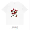 2023 New Designer Men's T-Shirts Streetwear Print Rose Cotton Tee Shirt Men Women Short-Sleeve Casual Tops Summer Brand Tshirt