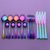 Servis uppsättningar Lingeafey Rainbow Tabelleris Rostfritt stål Cutlery Set Kitchen Cutrow Holder Fork Spoon Set Forks Knives Spoons Dinner Set 221203