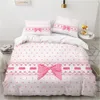 Bedding Sets Luxury 3D Conjunto Europa Rainha King Double Toupet Capa Linho de linho confortável manta Quilt Bow Pink 221206