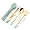 Geschirr-Sets, tragbares Geschirr-Set, Mittagessen, Besteck-Set, Edelstahl, Löffel, Gabel, Reise, Outdoor-Geschirr, Esszimmer, Kantine, Geschirr-Sets 221203