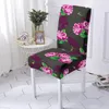 Chair Covers Pastoral Floral Elastic Red Rose Blue Flowers Anti-dirty Slipcovers Spandex Dinning Room Home Decor Wedding