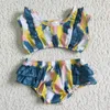 Ensembles de vêtements été bébé fille vêtements piscine cravate impression sèche aquarelle bikini deux pièces ensemble boutique enfants costume RTS