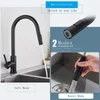 Kitchen Faucets Matte Black Pull Out Sink Single Handle 360 Degree Rotating Mixer Tap 221203