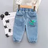 Jeans meninos meninas calças crianças calça calça casual cartoon crianças 1 2 3 4 anos 221203