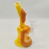 8 Zoll 20 cm 3D Yellow Monster Glasbong Wasserpfeifen Shisha Recycler Joint Smoking Bubbler 14 mm Schüssel und Banger US-Lager