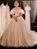 New wedding dress one shoulder palace temperament high-end luxury heavy engineering big tail FN4402