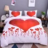 Juegos de cama Decoración de la habitación Juegos de cama para el hogar 23 piezas Corazón rojo Impresión Queen Size Funda de almohada Juego de funda nórdica Ropa de cama de poliéster 221208