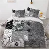 Sängkläder sätter Nordic Style Set Grey White Leaves Quilt Filt Cover Twin Queen King Size 220x240cm Bed Linen For Modern Gift 221206