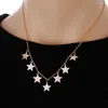Choker Small Five-Pointed Star Pendant Short Necklace Stainless Steel Crystal Adjustable Wedding Party Trendy Jewelry