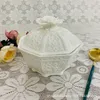 Soup Stock Pots European Stereo Heavy Industry Lovely Angel Embossed Rose Hand made Flower Octagon with Cover Soup Pottery Old Porcelain Househo 221203