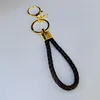 Lanyard Keychains ringar Buckle Handmade Pu Leather Woven Rope Car Key Chains Holder Fashion Pendant Bag Charm Gold Keyrings Gift Diy Jewelry Making Accessories