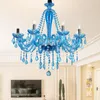 Pendant Lamps European Style Living Room Crystal Chandelier Blue Mediterranean Bedroom Creative Coffee Shop Internet Cafe Restauran