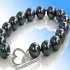 Pretty Black Madre 14 mm Pearl Shell Heart Broche Bracelet Bangle Gift 7.5 ''