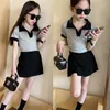 Clothing Sets Summer Girls 2 Pcs Set Toddler T Shirt Skorts Kids Suits For Baby Children Fashion Clothes Brand Preppy Style 4-13Y