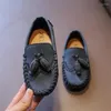 フラットシューズJoycuteBabychildren Leather for Boys Little Kids Party Flats Loafers Slip-On Moccasins Tassels Fringe Clasi