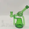 2022 6 pouces Green Twin Tube Glass Water Pied Bong Dabber Recycler Recycler Bongs Smoke Pipes 14,4 mm Joint femelle avec bol ordinaire US Warehouse