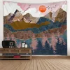 Tapisseries Style Japonais Tapisserie Murale Abstrait Peint Baleine Coucher De Soleil Montagne Forêt Hippie Mandala Paysage Tapis Suspendu